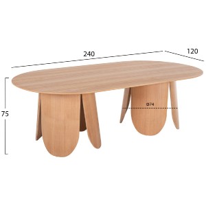 72310 ΤΡΑΠΕΖΙ ΟΒΑΛ DENTY HM9611.01 MDF ΜΕ ΚΑΠΛΑΜΑ ΔΡΥΟΣ-ΦΥΣΙΚΟ ΟΑΚ 240x120x75Υεκ.