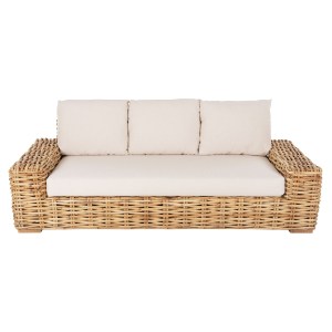 72314 ΚΑΝΑΠΕΣ ΤΡΙΘΕΣΙΟΣ ΕΞ.ΧΩΡΟΥ TROPEL HM9808 ΞΥΛΟ MANGO-RATTAN ΦΥΣΙΚΟ-ΛΕΥΚΑ ΜΑΞΙΛΑΡΙΑ 216x88x85Υεκ