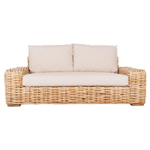 72315 ΚΑΝΑΠΕΣ 2-ΘΕΣΙΟΣ TROPEL HM9809 ΞΥΛΟ MANGO-RATTAN ΦΥΣΙΚΟ-ΛΕΥΚΑ ΜΑΞΙΛΑΡΙΑ 192x88x70-85Υεκ.