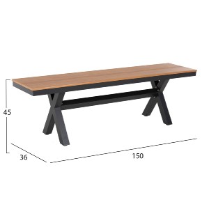 72346 ΠΑΓΚΑΚΙ ΑΛΟΥΜΙΝΙΟΥ TAWNEE HM6038.01 ΑΝΘΡΑΚΙ ΜΕ POLYWOOD ΚΑΘΙΣΜΑ ΣΕ ΦΥΣΙΚΟ ΧΡΩΜΑ 150x36x45Υεκ.