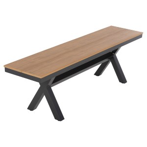 72346 ΠΑΓΚΑΚΙ ΑΛΟΥΜΙΝΙΟΥ TAWNEE HM6038.01 ΑΝΘΡΑΚΙ ΜΕ POLYWOOD ΚΑΘΙΣΜΑ ΣΕ ΦΥΣΙΚΟ ΧΡΩΜΑ 150x36x45Υεκ.