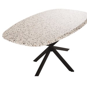 72401 ΤΡΑΠΕΖΙ ΟΒΑΛ RODDEN HM11903.03 ΜΕ WERZALIT TERRAZZO-ΜΑΥΡΗ ΧΙΑΣΤΙ ΒΑΣΗ 146x94x75Υεκ