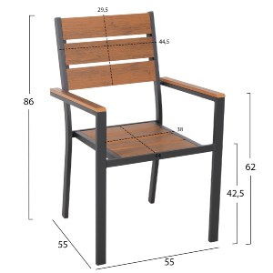 72423 ΠΟΛΥΘΡΟΝΑ ΑΛΟΥΜΙΝΙΟΥ SAGA HM5981.03 ΑΝΘΡΑΚΙ-POLYWOOD ΣΕ ΦΥΣΙΚΟ 55x55x86Υεκ.
