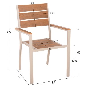 72424 ΠΟΛΥΘΡΟΝΑ ΑΛΟΥΜΙΝΙΟΥ SAGA HM5981.04 ΣΑΜΠΑΝΙ-POLYWOOD ΣΕ ΦΥΣΙΚΟ 55x55x86Υεκ.