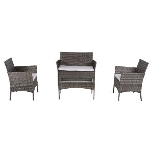 72426 ΣΕΤ ΣΑΛΟΝΙ 4ΤΜΧ STASIA HM6089.02 ΣΥΝΘ.RATTAN ΓΚΡΙ-ΜΠΕΖ ΜΑΞΙΛΑΡΙΑ