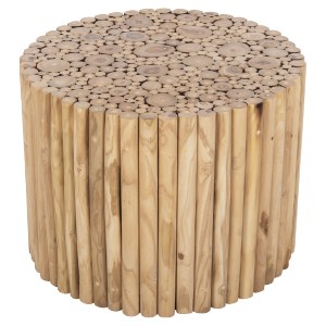 72435 ΤΡΑΠΕΖΙ ΣΑΛΟΝΙΟΥ ΣΤΡΟΓΓΥΛΟ COOTER HM9864 ΚΛΑΔΙΑ TEAK-ΦΥΣΙΚΟ Φ60,5x46Υεκ.