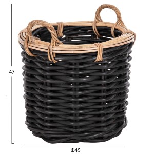 72438 ΣΕΤ 2 ΚΑΛΑΘΙΑ POTTS HM4379 ΜΑΥΡO&ΦΥΣΙΚΟ ΧΡΩΜΑ- CL RATTAN Φ61+Φ45εκ.