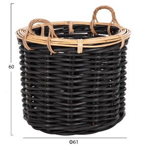 72438 ΣΕΤ 2 ΚΑΛΑΘΙΑ POTTS HM4379 ΜΑΥΡO&ΦΥΣΙΚΟ ΧΡΩΜΑ- CL RATTAN Φ61+Φ45εκ.