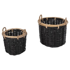 72438 ΣΕΤ 2 ΚΑΛΑΘΙΑ POTTS HM4379 ΜΑΥΡO&ΦΥΣΙΚΟ ΧΡΩΜΑ- CL RATTAN Φ61+Φ45εκ.