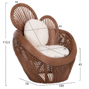 72446 ΠΟΛΥΘΡΟΝΑ CIRCE HM9883 RATTAN ΚΑΦΕ-ΜΑΞΙΛΑΡΙΑ ΕΚΡΟΥ 100x74x112,5Υεκ.