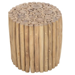 72447 ΤΡΑΠΕΖΙ ΣΑΛΟΝΙΟΥ ΣΤΡΟΓΓΥΛΟ COOTER HM9865 ΚΛΑΔΙΑ TEAK-ΦΥΣΙΚΟ Φ39x40,5Υεκ.