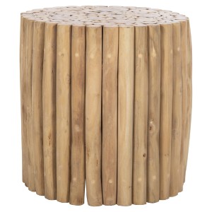 72447 ΤΡΑΠΕΖΙ ΣΑΛΟΝΙΟΥ ΣΤΡΟΓΓΥΛΟ COOTER HM9865 ΚΛΑΔΙΑ TEAK-ΦΥΣΙΚΟ Φ39x40,5Υεκ.