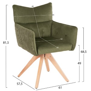 72464 ΠΟΛΥΘΡΟΝΑΚΙ QUILL HM9843.05 ΠΡΑΣΙΝΟ ΥΦΑΣΜΑ-ΞΥΛΟ ΟΞΙΑΣ ΠΟΔΙΑ 61x57,5x91Υεκ.