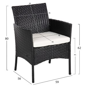 72481 ΣΕΤ ΣΑΛΟΝΙ 4ΤΜΧ STASIA HM6089.04 ΣΥΝΘ.RATTAN ΜΑΥΡΟ-ΜΠΕΖ ΜΑΞΙΛΑΡΙΑ