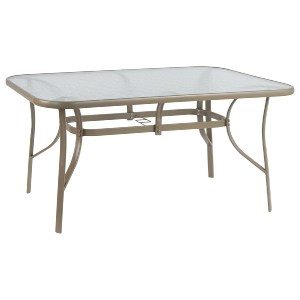 72483 ΤΡΑΠΕΖΙ BRUNO 150X90Χ72Υεκ. ΜΕΤΑΛΛΙΚΟ ΣΑΜΠΑΝΙ ΜΕ ΓΥΑΛΙΝΗ ΕΠΙΦΑΝΕΙΑ HM5145.04