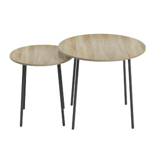 72505 ΤΡΑΠΕΖΙΑ ΣΑΛΟΝΙΟΥ ΣΤΡΟΓΓΥΛΑ 2ΤΜΧ CUPPER HM9878.01 ΜΕΛΑΜΙΝΗ ΣΟΝΑΜΑ-ΜΑΥΡΟ ΜΕΤΑΛΛΟ