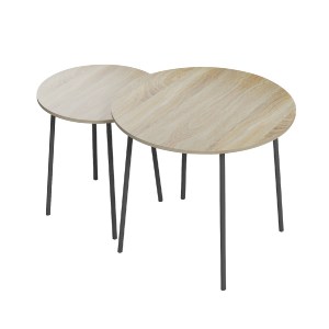 72505 ΤΡΑΠΕΖΙΑ ΣΑΛΟΝΙΟΥ ΣΤΡΟΓΓΥΛΑ 2ΤΜΧ CUPPER HM9878.01 ΜΕΛΑΜΙΝΗ ΣΟΝΑΜΑ-ΜΑΥΡΟ ΜΕΤΑΛΛΟ