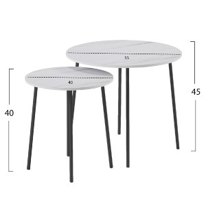 72506 ΤΡΑΠΕΖΙΑ ΣΑΛΟΝΙΟΥ 2ΤΜΧ CUPPER HM9878.12 ΜΕΛΑΜΙΝΗ ΛΕΥΚΟ ΜΑΡΜΑΡΟ-ΜΑΥΡΟ ΜΕΤΑΛΛΟ