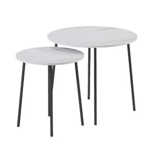 72506 ΤΡΑΠΕΖΙΑ ΣΑΛΟΝΙΟΥ 2ΤΜΧ CUPPER HM9878.12 ΜΕΛΑΜΙΝΗ ΛΕΥΚΟ ΜΑΡΜΑΡΟ-ΜΑΥΡΟ ΜΕΤΑΛΛΟ