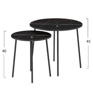 72507 ΤΡΑΠΕΖΙΑ ΣΑΛΟΝΙΟΥ 2ΤΜΧ CUPPER HM9878.13 ΜΕΛΑΜΙΝΗ ΜΑΥΡΟ ΜΑΡΜΑΡΟ-ΜΑΥΡΟ ΜΕΤΑΛΛΟ