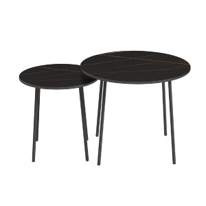 72507 ΤΡΑΠΕΖΙΑ ΣΑΛΟΝΙΟΥ 2ΤΜΧ CUPPER HM9878.13 ΜΕΛΑΜΙΝΗ ΜΑΥΡΟ ΜΑΡΜΑΡΟ-ΜΑΥΡΟ ΜΕΤΑΛΛΟ