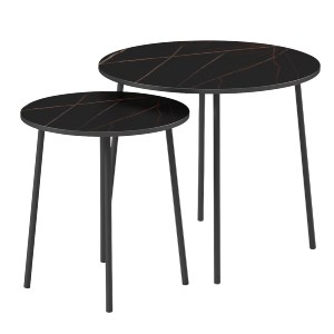 72507 ΤΡΑΠΕΖΙΑ ΣΑΛΟΝΙΟΥ 2ΤΜΧ CUPPER HM9878.13 ΜΕΛΑΜΙΝΗ ΜΑΥΡΟ ΜΑΡΜΑΡΟ-ΜΑΥΡΟ ΜΕΤΑΛΛΟ