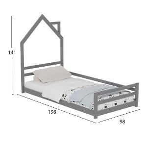 72509 ΚΡΕΒΑΤΙ ΠΑΙΔΙΚΟ HOUSER HM676.05 τ.MONTESSORI ΞΥΛΟ ΠΕΥΚΟ ΓΚΡΙ- 190x90εκ