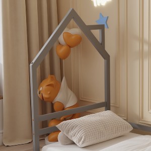 72509 ΚΡΕΒΑΤΙ ΠΑΙΔΙΚΟ HOUSER HM676.05 τ.MONTESSORI ΞΥΛΟ ΠΕΥΚΟ ΓΚΡΙ- 190x90εκ