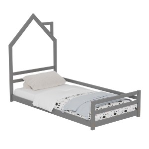 72509 ΚΡΕΒΑΤΙ ΠΑΙΔΙΚΟ HOUSER HM676.05 τ.MONTESSORI ΞΥΛΟ ΠΕΥΚΟ ΓΚΡΙ- 190x90εκ