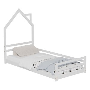 72513 ΚΡΕΒΑΤΙ ΠΑΙΔΙΚΟ HOUSER HM676.03 τ.MONTESSORI ΞΥΛΟ ΠΕΥΚΟ ΛΕΥΚΟ- 190x90εκ