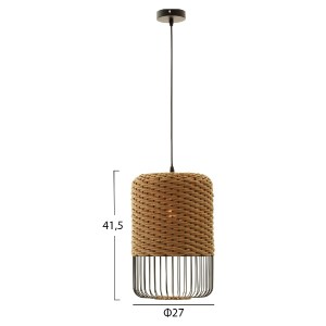 72519 ΦΩΤΙΣΤΙΚΟ ΟΡΟΦΗΣ ΚΡΕΜΑΣΤΟ HM4340 PAPER ROPE ΜΠΕΖ-ΜΑΥΡΟ ΜΕΤΑΛΛΟ-Φ27x41,5Υεκ.