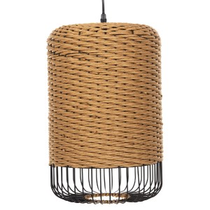 72519 ΦΩΤΙΣΤΙΚΟ ΟΡΟΦΗΣ ΚΡΕΜΑΣΤΟ HM4340 PAPER ROPE ΜΠΕΖ-ΜΑΥΡΟ ΜΕΤΑΛΛΟ-Φ26x40-120Υεκ.