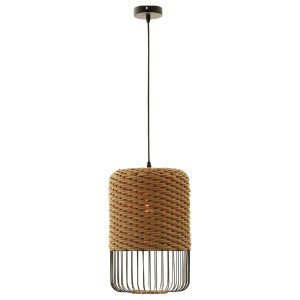 72519 ΦΩΤΙΣΤΙΚΟ ΟΡΟΦΗΣ ΚΡΕΜΑΣΤΟ HM4340 PAPER ROPE ΜΠΕΖ-ΜΑΥΡΟ ΜΕΤΑΛΛΟ-Φ27x41,5Υεκ.