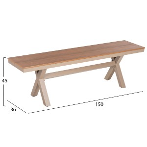 72530 ΠΑΓΚΑΚΙ ΑΛΟΥΜΙΝΙΟΥ TAWNEE HM6038.04 ΣΑΜΠΑΝΙ-POLYWOOD ΚΑΘΙΣΜΑ ΦΥΣΙΚΟ 150x36x45Υεκ.