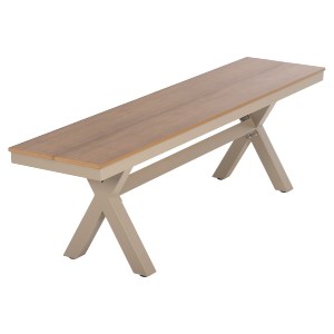 72530 ΠΑΓΚΑΚΙ ΑΛΟΥΜΙΝΙΟΥ TAWNEE HM6038.04 ΣΑΜΠΑΝΙ-POLYWOOD ΚΑΘΙΣΜΑ ΦΥΣΙΚΟ 150x36x45Υεκ.