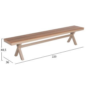 72532 ΠΑΓΚΑΚΙ ΑΛΟΥΜΙΝΙΟΥ TAWNEE HM6040.04 ΣΑΜΠΑΝΙ-POLYWOOD ΚΑΘΙΣΜΑ ΦΥΣΙΚΟ 220x36x44,5Υεκ.