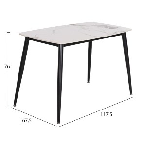 72548 ΤΡΑΠΕΖΙ RAVEN HM9854.01 ΚΕΡΑΜΙΚΟ TOP ΛΕΥΚΟ ΜΑΡΜΑΡΟ-ΜΑΥΡΟ ΜΕΤΑΛΛΟ 117,5x67,5x76Υεκ.