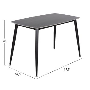 72549 ΤΡΑΠΕΖΙ RAVEN HM9854.02 ΚΕΡΑΜΙΚΟ TOP ΜΑΥΡΟ ΜΑΡΜΑΡΟ-ΜΑΥΡΟ ΜΕΤΑΛΛΟ 117,5x67,5x76Υεκ.