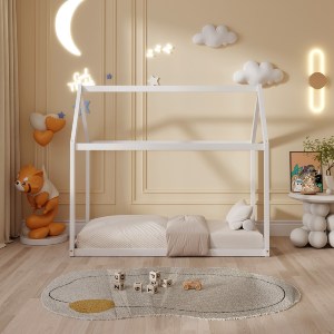 72558 ΚΡΕΒΑΤΙ ΠΑΙΔΙΚΟ PEPE HM677.03 τ.MONTESSORI ΞΥΛΟ ΠΕΥΚΟ ΛΕΥΚΟ- 190x90εκ