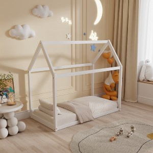 72558 ΚΡΕΒΑΤΙ ΠΑΙΔΙΚΟ PEPE HM677.03 τ.MONTESSORI ΞΥΛΟ ΠΕΥΚΟ ΛΕΥΚΟ- 190x90εκ