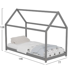 72559 ΚΡΕΒΑΤΙ ΠΑΙΔΙΚΟ PEPE HM678.05 τ.MONTESSORI ΞΥΛΟ ΠΕΥΚΟ ΓΚΡΙ- 140x70εκ