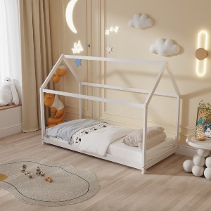 72561 ΚΡΕΒΑΤΙ ΠΑΙΔΙΚΟ PEPE HM678.03 τ.MONTESSORI ΞΥΛΟ ΠΕΥΚΟ ΛΕΥΚΟ- 140x70εκ