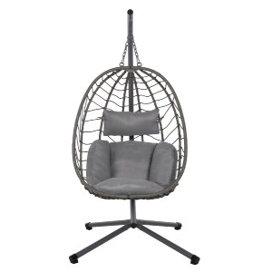 72576 ΚΡΕΜΑΣΤΗ ΠΟΛΥΘΡΟΝΑ ΦΩΛΙΑ MILLIE HM5997.10 ΜΕΤΑΛΛΟ-ΣΥΝΘ.RATTAN ΓΚΡΙ 90x75x190Υεκ.