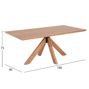 72591 ΤΡΑΠΕΖΙ PAOLO HM9853 MDF ΜΕ ΚΑΠΛΑΜΑ ΦΡΑΞΙΝΟΥ-ΠΟΔΙΑ RUBBERWOOD-ΦΥΣΙΚΟ 180x90x75Yεκ