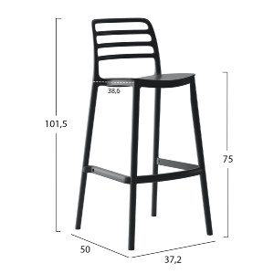 72606 ΣΚΑΜΠΟ BAR ΠΟΛΥΠΡΟΠΥΛΕΝΙΟΥ SNOD HM6099.02 ΜΑΥΡΟ 37,2x50x101,5Υεκ.