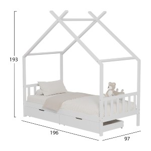 72630 ΚΡΕΒΑΤΙ ΠΑΙΔΙΚΟ KLARICE HM680.03 τ.MONTESSORI-2 ΣΥΡΤΑΡΙΑ-ΞΥΛΟ ΠΕΥΚΟΥ ΛΕΥΚΟ-190x90εκ