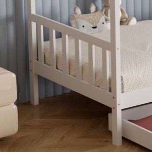 72630 ΚΡΕΒΑΤΙ ΠΑΙΔΙΚΟ KLARICE HM680.03 τ.MONTESSORI-2 ΣΥΡΤΑΡΙΑ-ΞΥΛΟ ΠΕΥΚΟΥ ΛΕΥΚΟ-190x90εκ