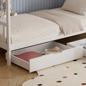 72630 ΚΡΕΒΑΤΙ ΠΑΙΔΙΚΟ KLARICE HM680.03 τ.MONTESSORI-2 ΣΥΡΤΑΡΙΑ-ΞΥΛΟ ΠΕΥΚΟΥ ΛΕΥΚΟ-190x90εκ