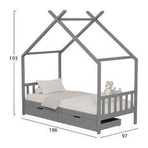 72631 ΚΡΕΒΑΤΙ ΠΑΙΔΙΚΟ KLARICE HM680.05 τ.MONTESSORI-2 ΣΥΡΤΑΡΙΑ- ΞΥΛΟ ΠΕΥΚΟΥ ΓΚΡΙ-190x90εκ