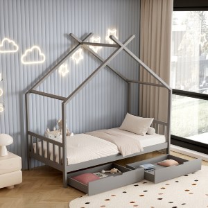 72631 ΚΡΕΒΑΤΙ ΠΑΙΔΙΚΟ KLARICE HM680.05 τ.MONTESSORI-2 ΣΥΡΤΑΡΙΑ- ΞΥΛΟ ΠΕΥΚΟΥ ΓΚΡΙ-190x90εκ